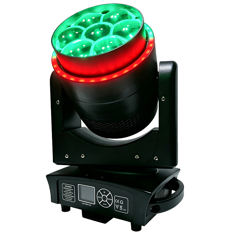 LED MOVING HEAD_M WASH 740ZBR Mini 7x40W RGBW 4-in-1 LED Bee Eye Zoom Wash Moving Head Light with Ring Light